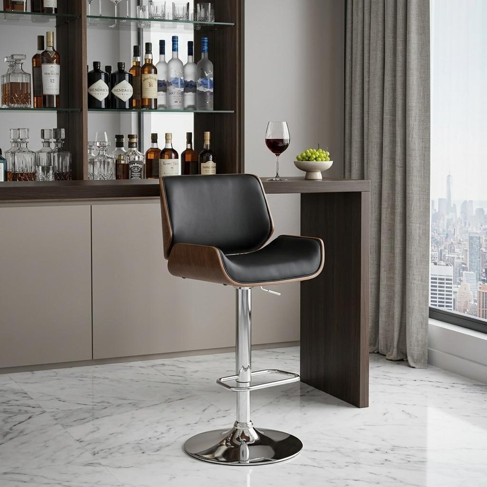 Black And Silver Fabric And Iron Low Back Adjustable Height Swivel Bar Chair HomeRoots