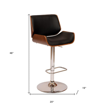 Black And Silver Fabric And Iron Low Back Adjustable Height Swivel Bar Chair HomeRoots
