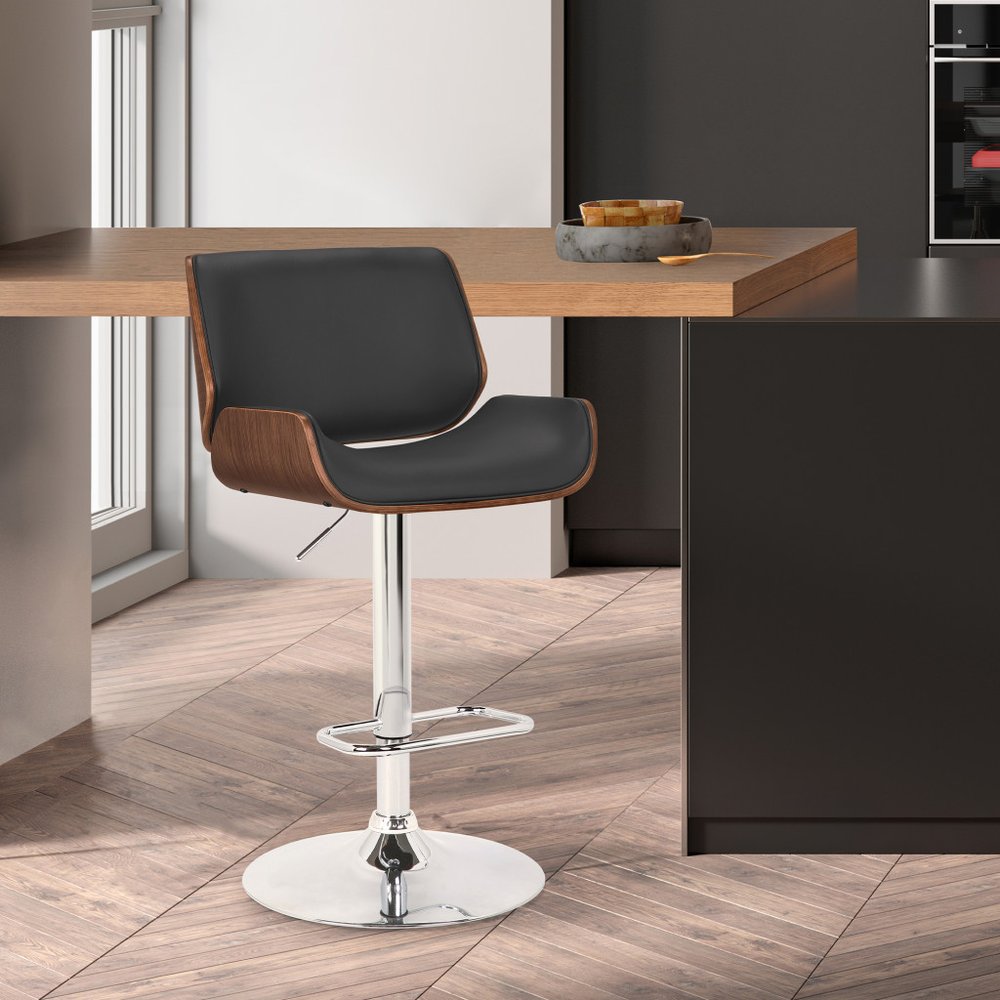 Black And Silver Fabric And Iron Low Back Adjustable Height Swivel Bar Chair HomeRoots
