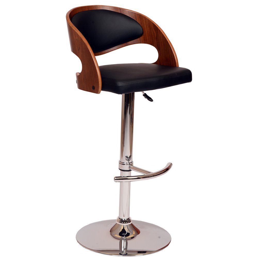 Black And Silver Faux Leather And Fabric And Chrome Low Back Adjustable Height Swivel Bar Chair HomeRoots