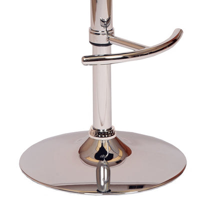 Black And Silver Faux Leather And Fabric And Chrome Low Back Adjustable Height Swivel Bar Chair HomeRoots