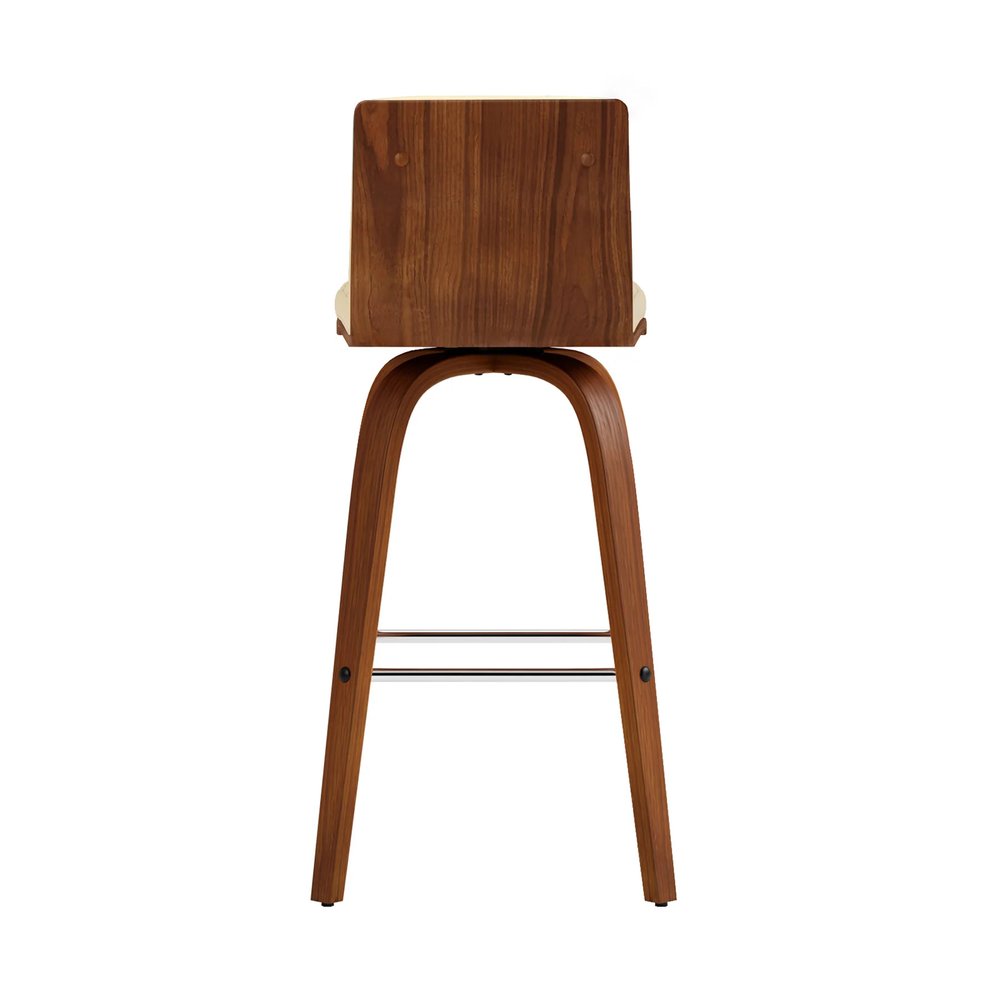 26" Cream And Brown Fabric And Iron Low Back Counter Height Swivel Bar Chair HomeRoots