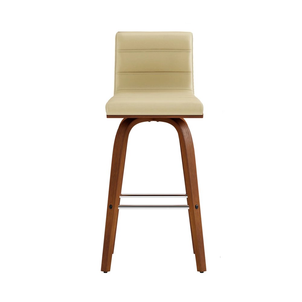 26" Cream And Brown Fabric And Iron Low Back Counter Height Swivel Bar Chair HomeRoots