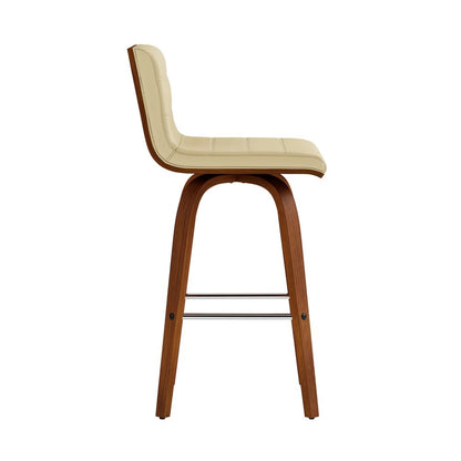 26" Cream And Brown Fabric And Iron Low Back Counter Height Swivel Bar Chair HomeRoots