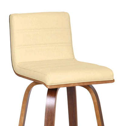 26" Cream And Brown Fabric And Iron Low Back Counter Height Swivel Bar Chair HomeRoots
