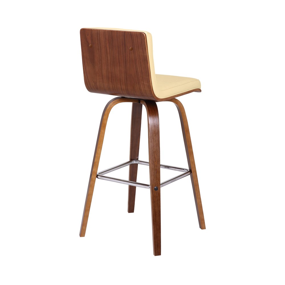 30" Cream And Brown Fabric And Iron Low Back Bar Height Swivel Bar Chair HomeRoots