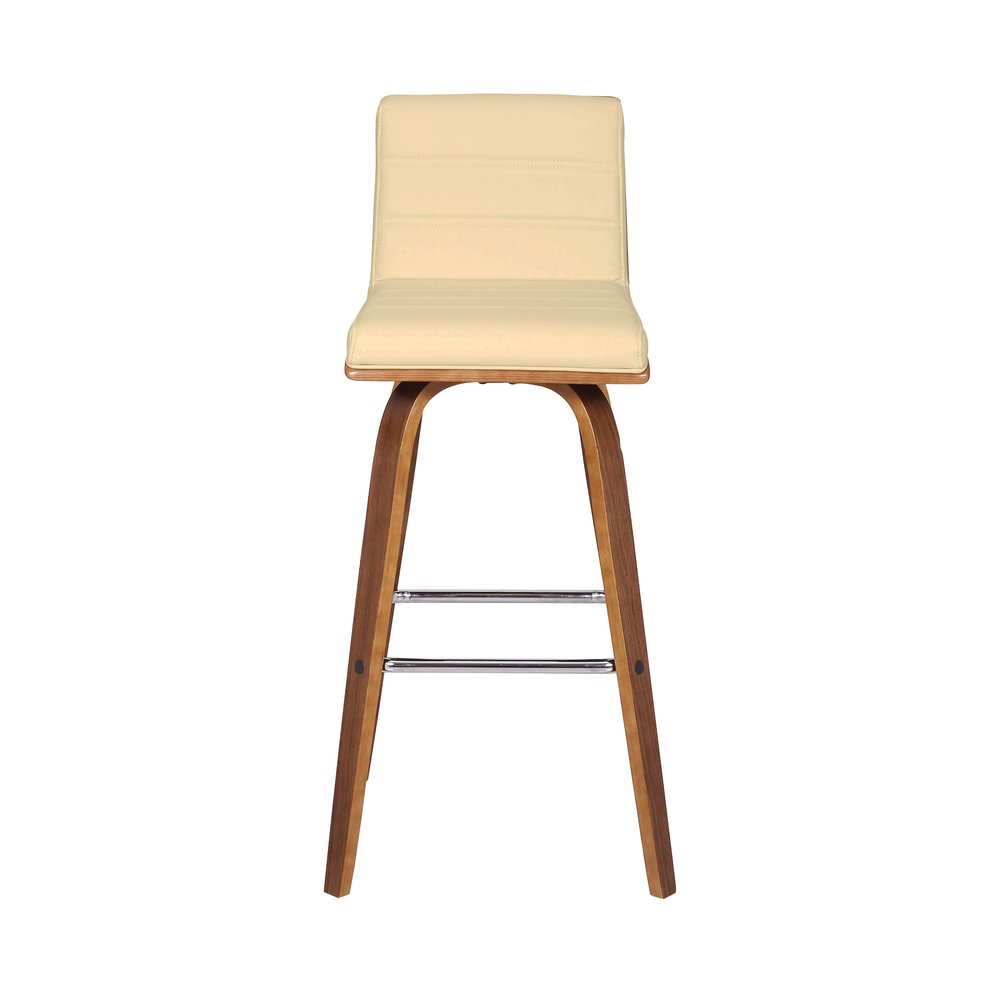 30" Cream And Brown Fabric And Iron Low Back Bar Height Swivel Bar Chair HomeRoots