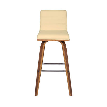 30" Cream And Brown Fabric And Iron Low Back Bar Height Swivel Bar Chair HomeRoots