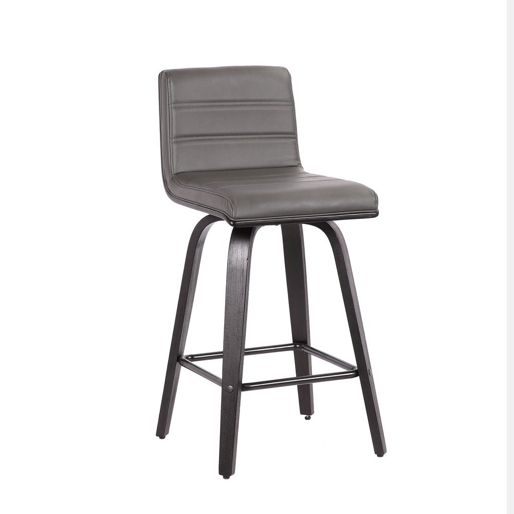 26" Gray And Black Fabric And Iron Low Back Counter Height Swivel Bar Chair HomeRoots