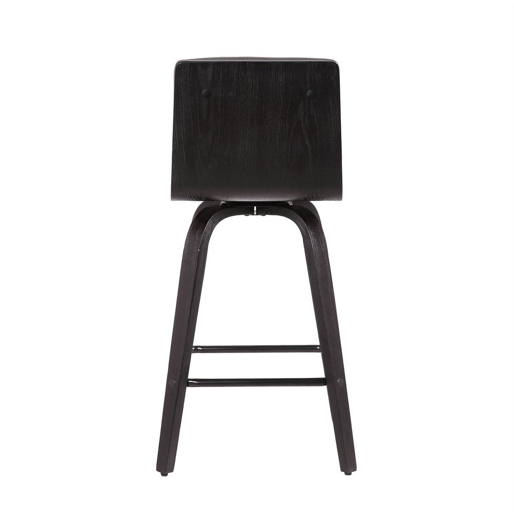 26" Gray And Black Fabric And Iron Low Back Counter Height Swivel Bar Chair HomeRoots