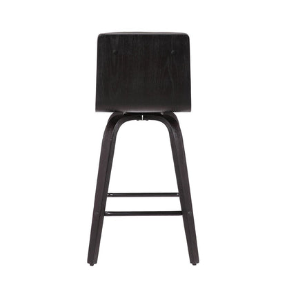26" Gray And Black Fabric And Iron Low Back Counter Height Swivel Bar Chair HomeRoots