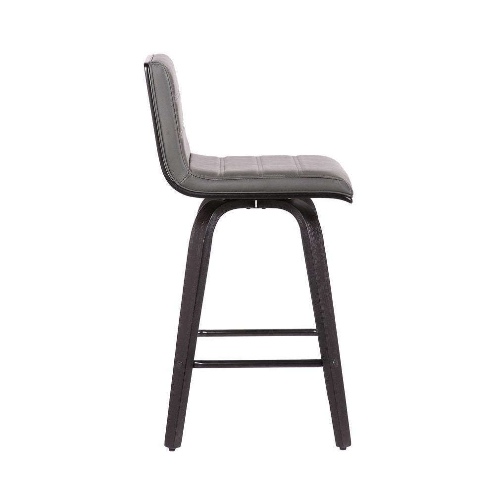 26" Gray And Black Fabric And Iron Low Back Counter Height Swivel Bar Chair HomeRoots