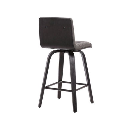 26" Gray And Black Fabric And Iron Low Back Counter Height Swivel Bar Chair HomeRoots