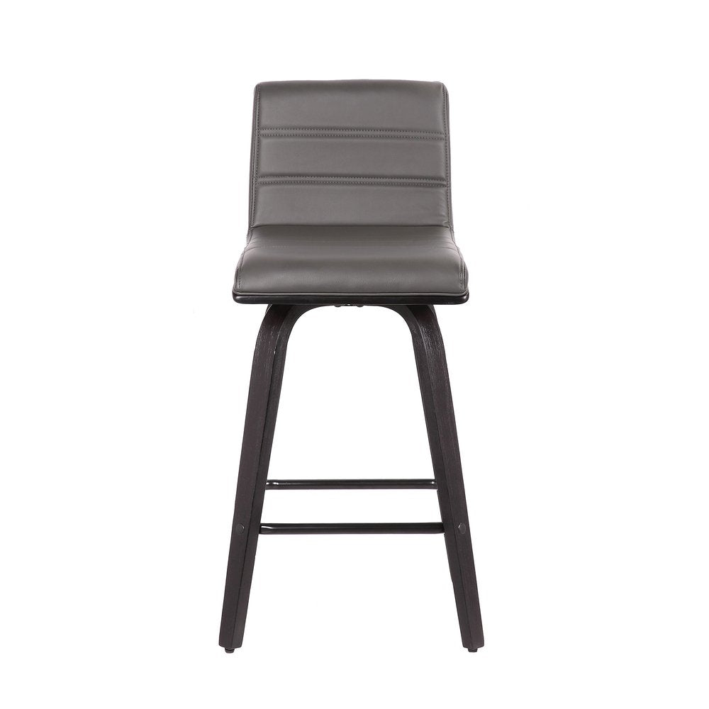 26" Gray And Black Fabric And Iron Low Back Counter Height Swivel Bar Chair HomeRoots