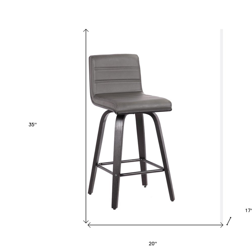 26" Gray And Black Fabric And Iron Low Back Counter Height Swivel Bar Chair HomeRoots