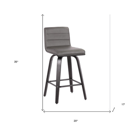 26" Gray And Black Fabric And Iron Low Back Counter Height Swivel Bar Chair HomeRoots