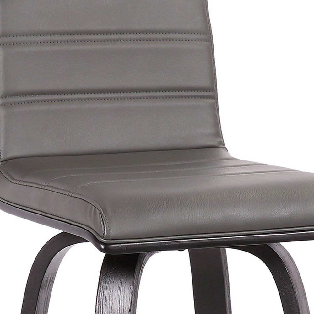 26" Gray And Black Fabric And Iron Low Back Counter Height Swivel Bar Chair HomeRoots