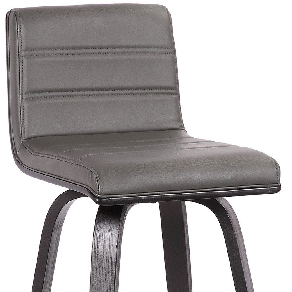 26" Gray And Black Fabric And Iron Low Back Counter Height Swivel Bar Chair HomeRoots