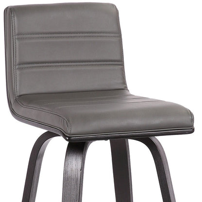 26" Gray And Black Fabric And Iron Low Back Counter Height Swivel Bar Chair HomeRoots