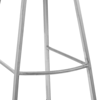26" White And Silver Faux Leather And Iron Counter Height Bar Chair HomeRoots