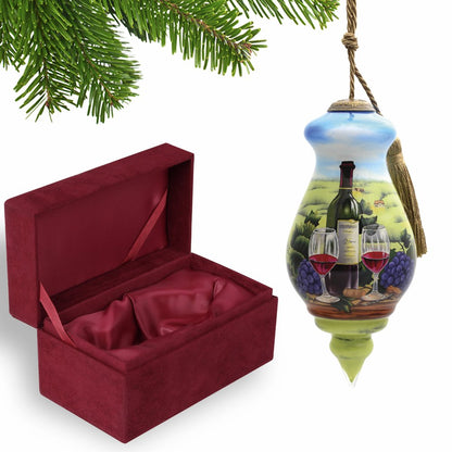 A day at the Vineyard Hand Painted Mouth Blown Glass Ornament HomeRoots
