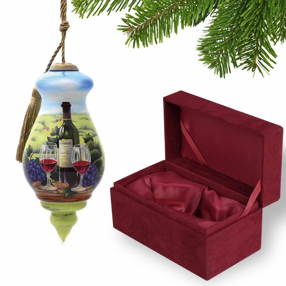 A day at the Vineyard Hand Painted Mouth Blown Glass Ornament HomeRoots