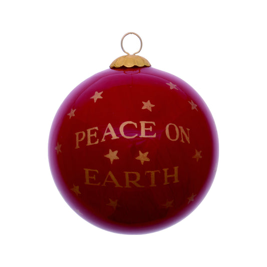 Peace on Earth Dove Hand Painted Mouth Blown Glass Ornament