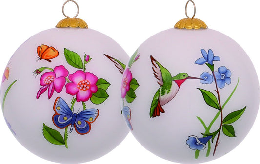 Ivory Pink And Green Glass Ball Ornament HomeRoots
