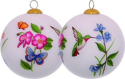 Ivory Pink And Green Glass Ball Ornament HomeRoots