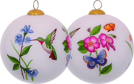 Ivory Pink And Green Glass Ball Ornament HomeRoots