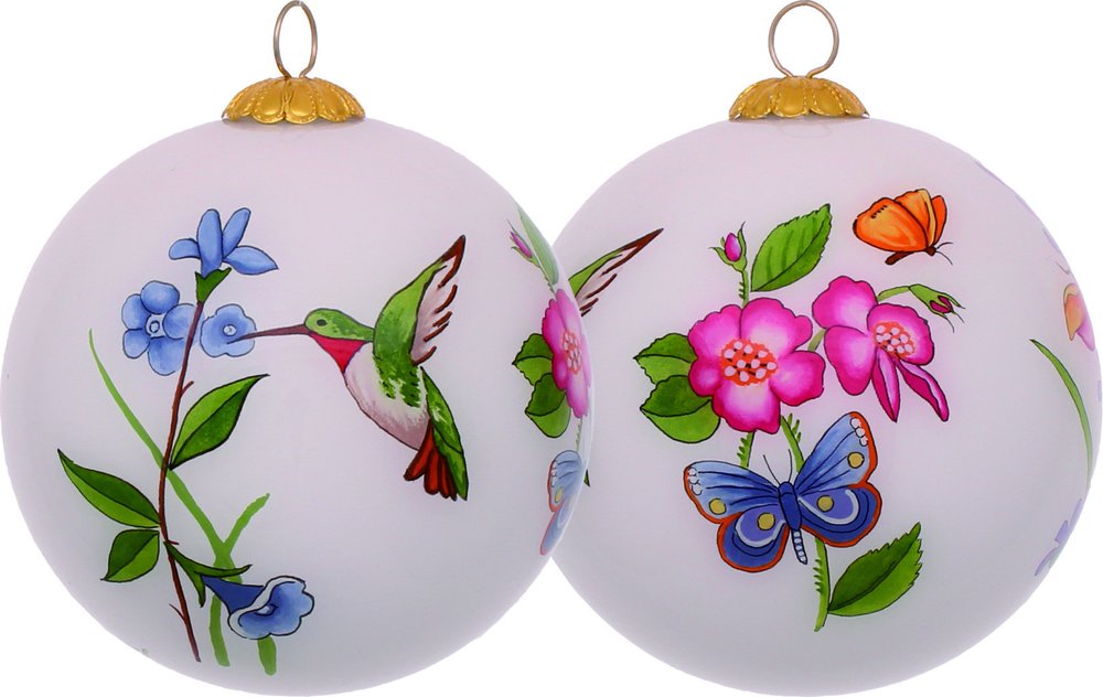 Ivory Pink And Green Glass Ball Ornament HomeRoots