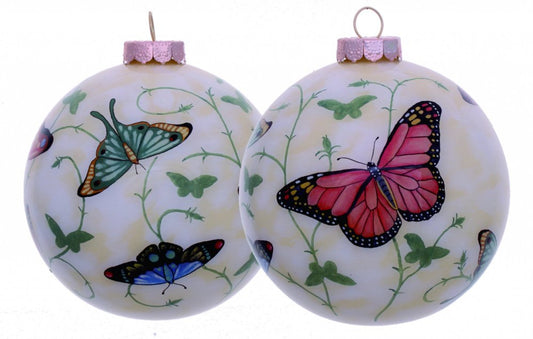 Colorful Butterflies Hand Painted Mouth Blown Glass Ornament HomeRoots