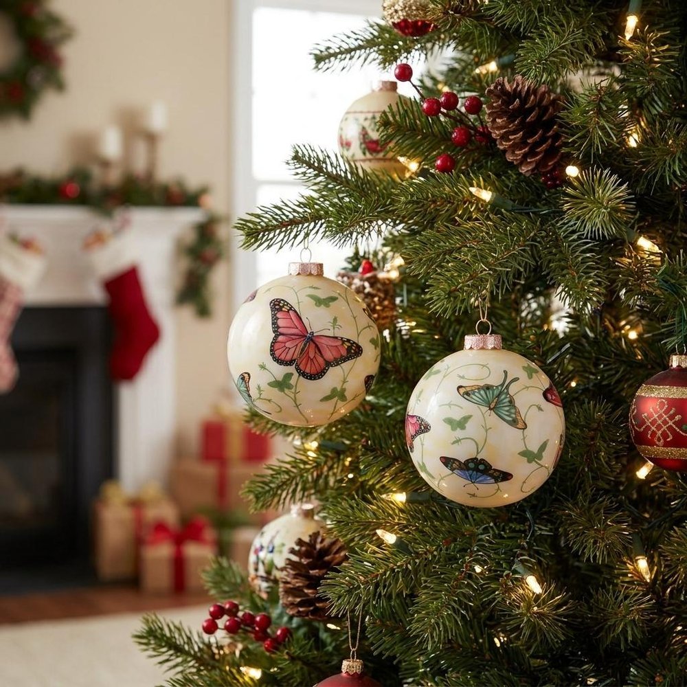 Red White And Green Glass Ball Ornament HomeRoots