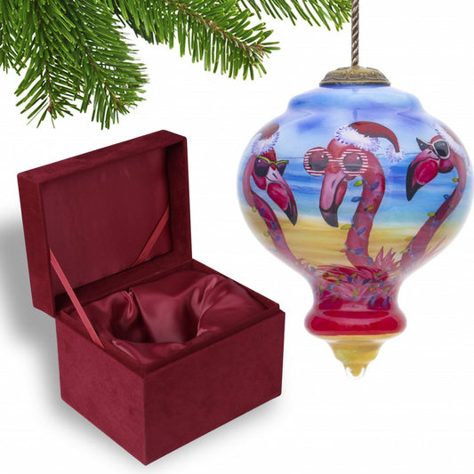 Tan Blue And Red Glass Finial Ornament HomeRoots
