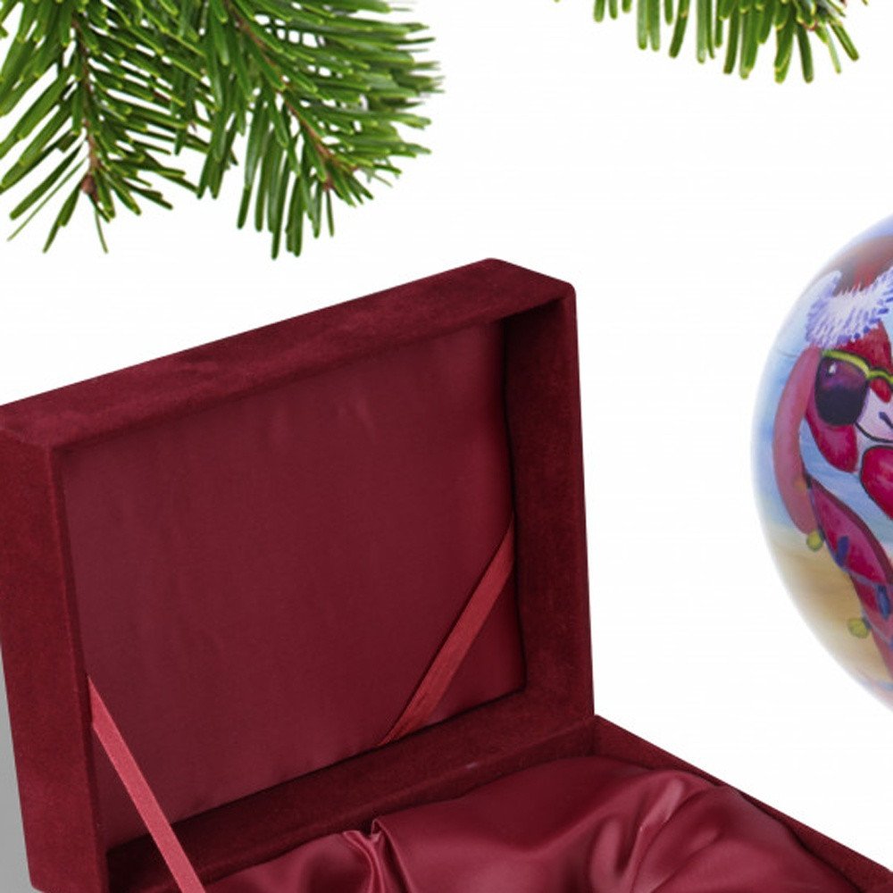 Pink Christmas Flamingos Hand Painted Mouth Blown Glass Ornament HomeRoots