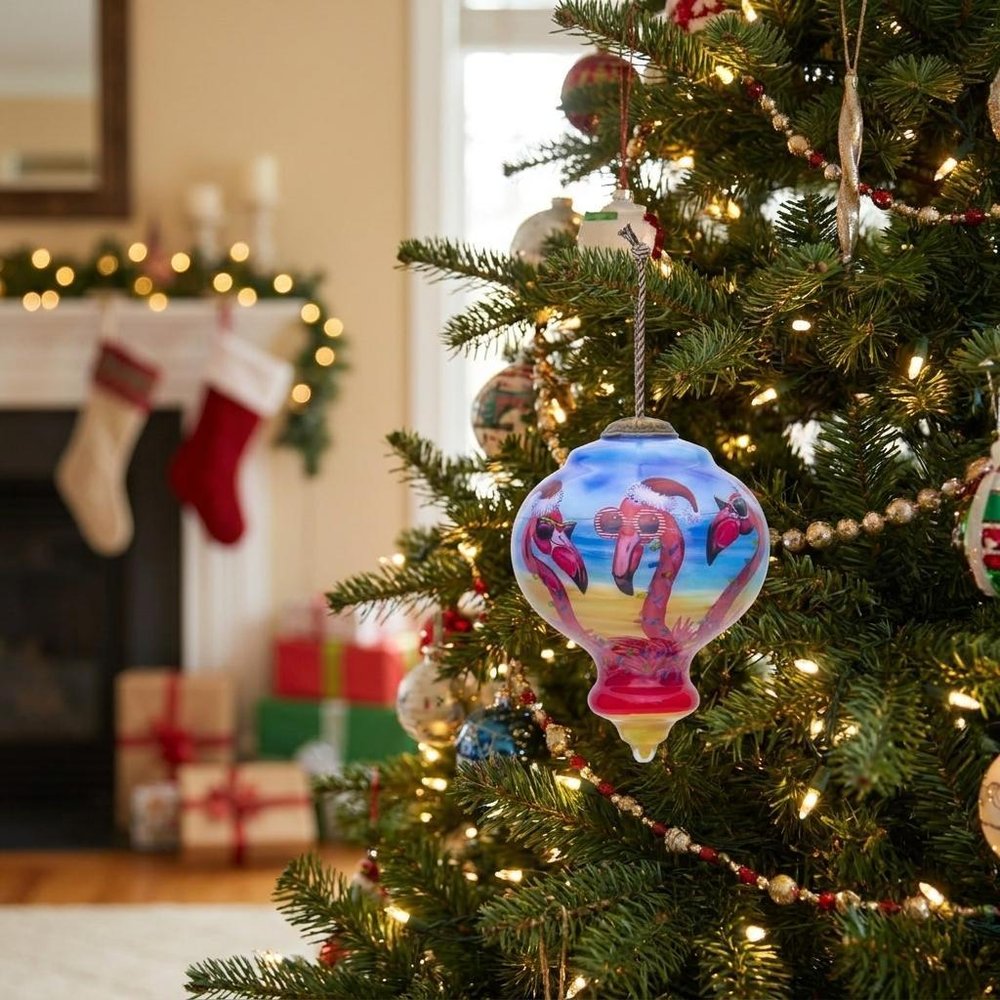 Tan Blue And Red Glass Finial Ornament — view 5