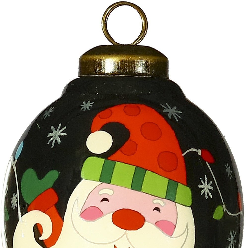 Santa in Holiday Lights Hand Painted Mouth Blown Glass Ornament HomeRoots