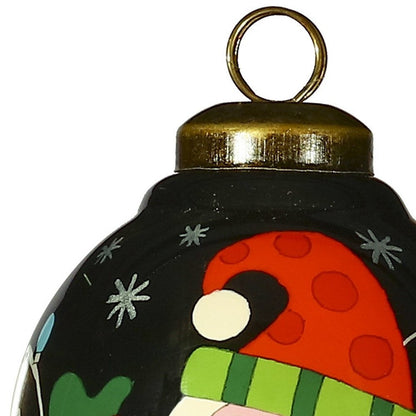 Santa in Holiday Lights Hand Painted Mouth Blown Glass Ornament HomeRoots