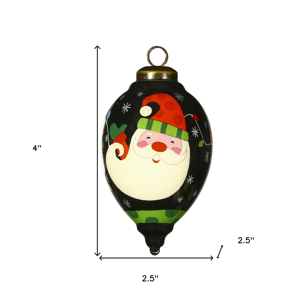Santa in Holiday Lights Hand Painted Mouth Blown Glass Ornament HomeRoots