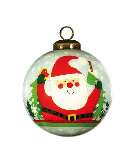 Festive Glitter Santa Hand Painted Mouth Blown Glass Ornament HomeRoots