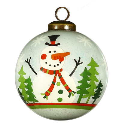 Festive Glitter Snowman Hand Painted Mouth Blown Glass Ornament HomeRoots
