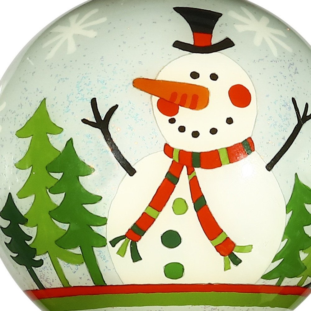 Festive Glitter Snowman Hand Painted Mouth Blown Glass Ornament HomeRoots