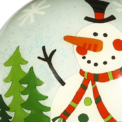 Festive Glitter Snowman Hand Painted Mouth Blown Glass Ornament HomeRoots