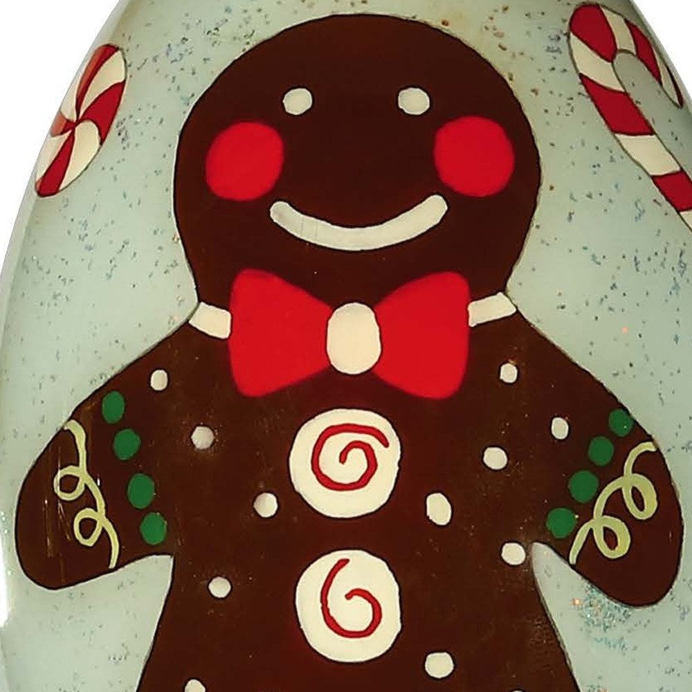 Festive Glitter Gingerbread Man Hand Painted Mouth Blown Glass Ornament — view 3