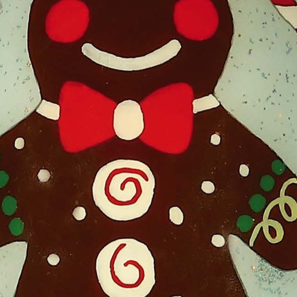 Festive Glitter Gingerbread Man Hand Painted Mouth Blown Glass Ornament — view 4