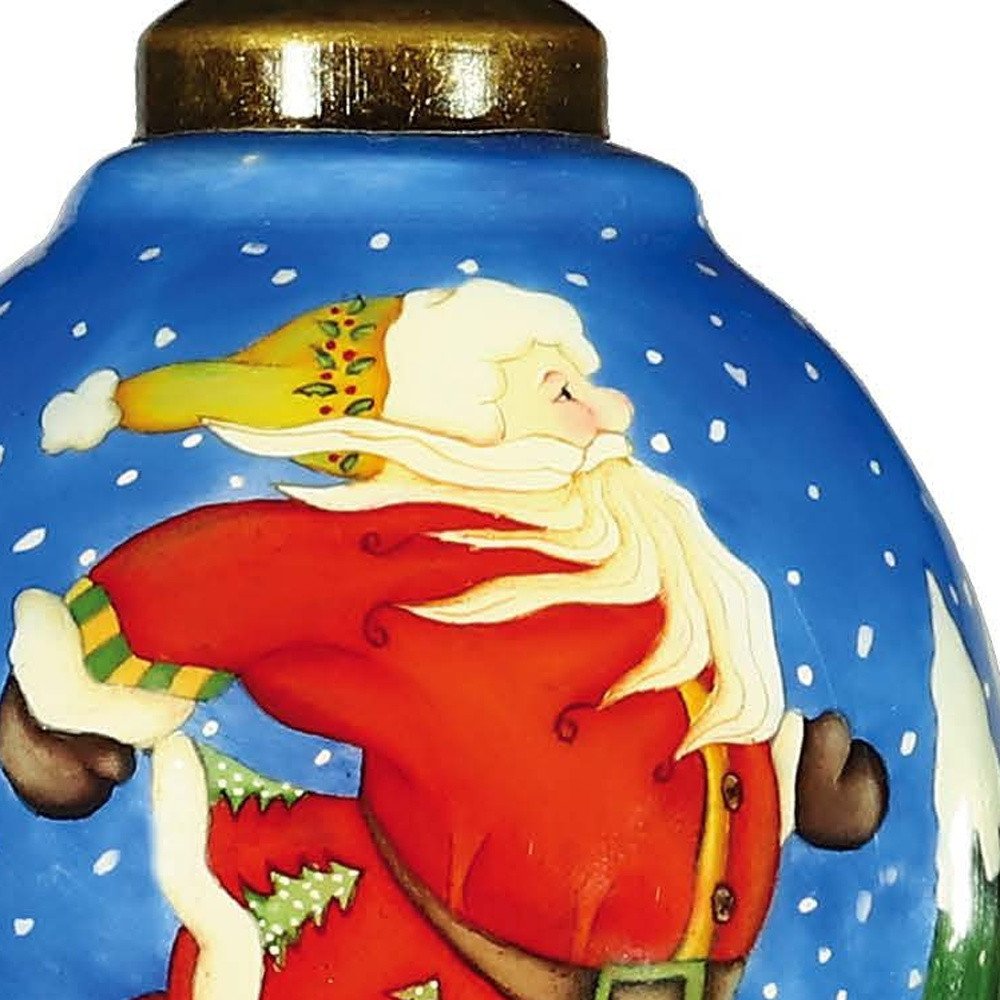 Ice Skating Santa Hand Painted Mouth Blown Glass Ornament HomeRoots