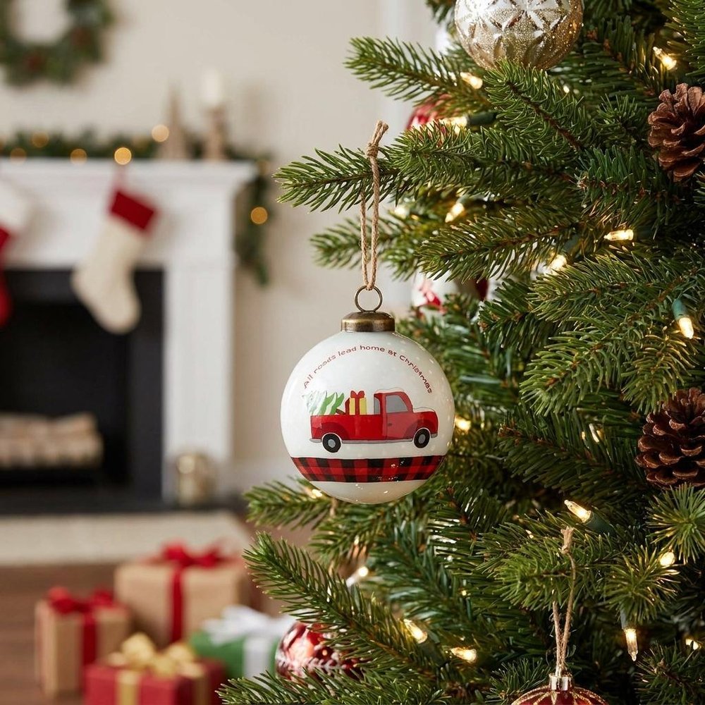 White And Red Glass Finial Ornament HomeRoots