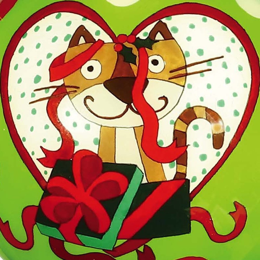 Charming Cat in a Heart Hand Painted Mouth Blown Glass Ornament HomeRoots