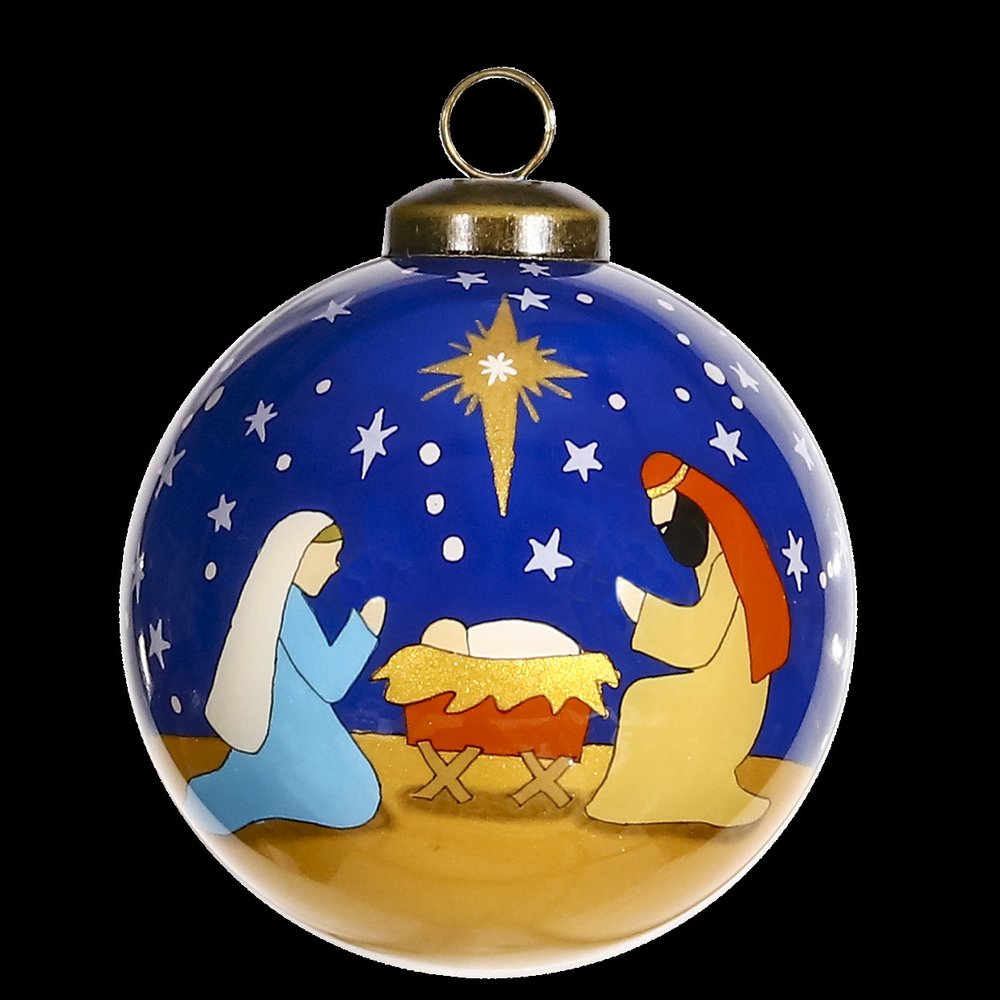 Silent Night Hand Painted Mouth Blown Glass Ornament HomeRoots