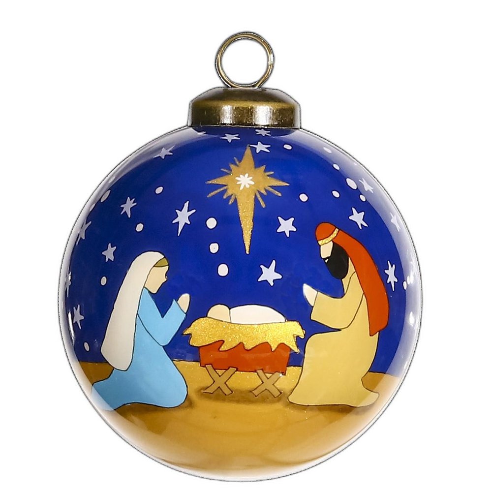 Silent Night Hand Painted Mouth Blown Glass Ornament HomeRoots
